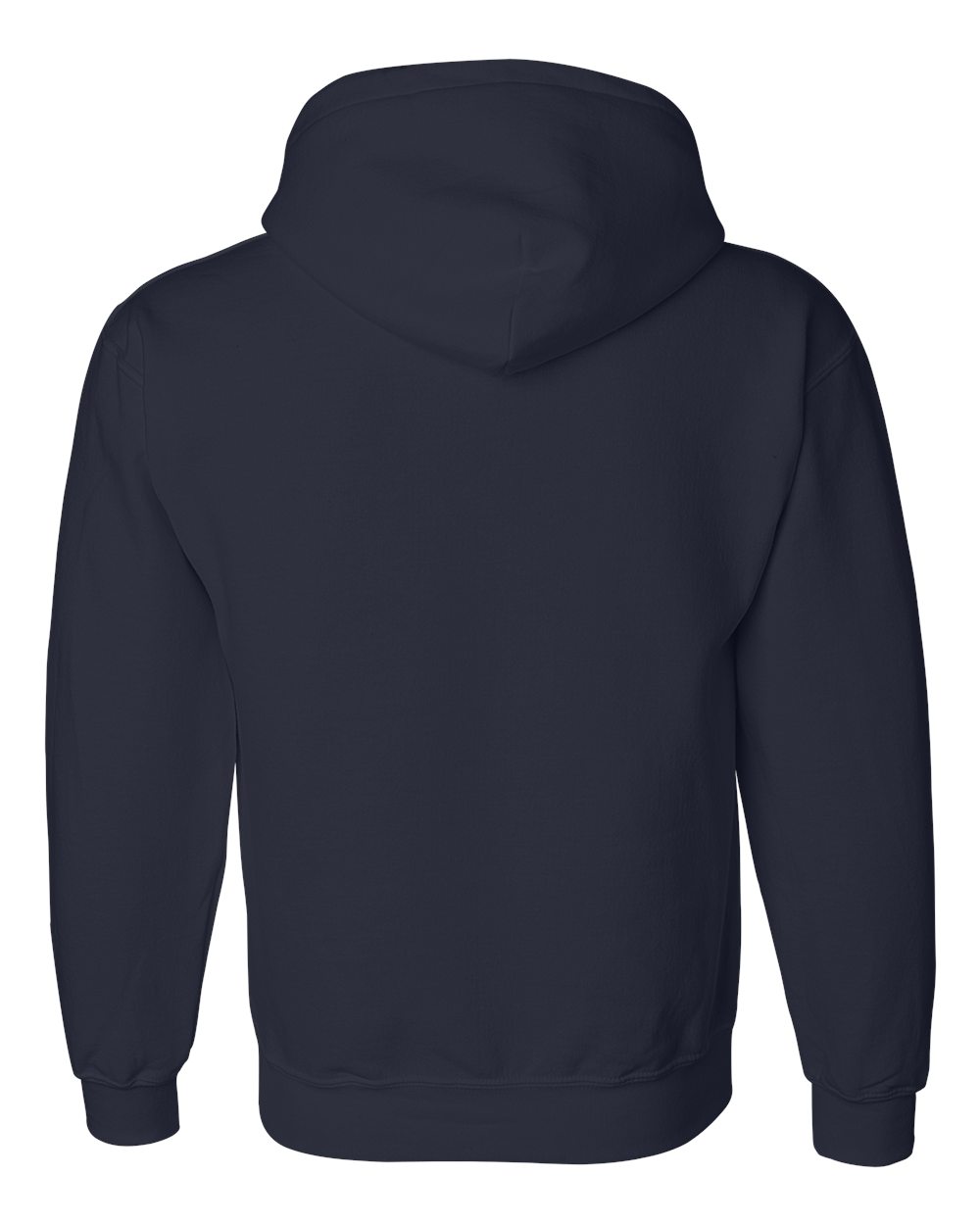 Rear View of Navy DryBlend® Hooded Sweatshirt - 12500