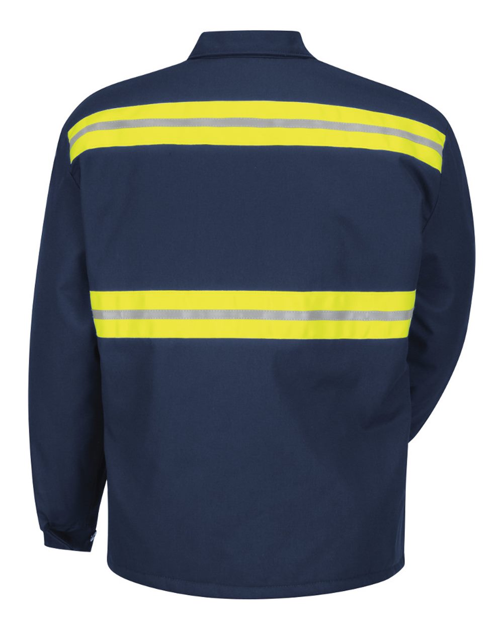 Front View of Navy Enhanced Visibility Perma-Lined Panel Jacket - JT50EN