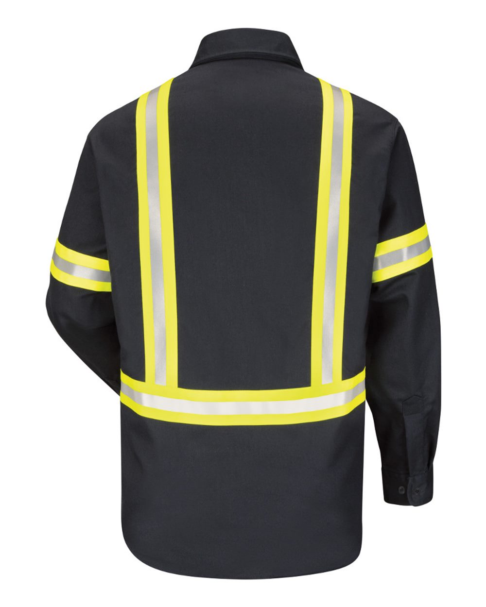 Rear View of Navy Enhanced Visibility Uniform Shirt - Tall Sizes - SLDTT