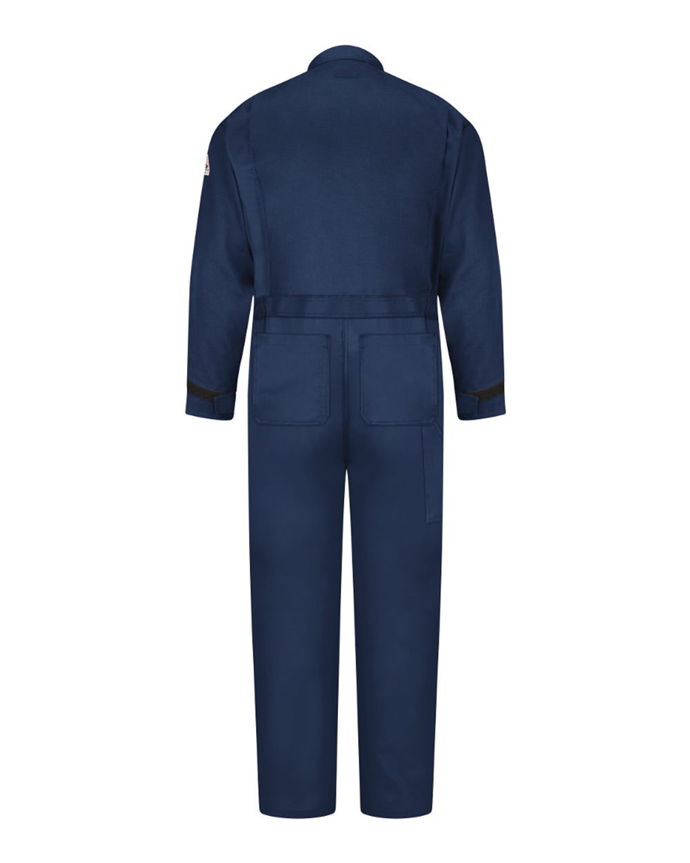 Rear View of Navy EXCEL FR® ComforTouch® Deluxe Coverall - CLZ4