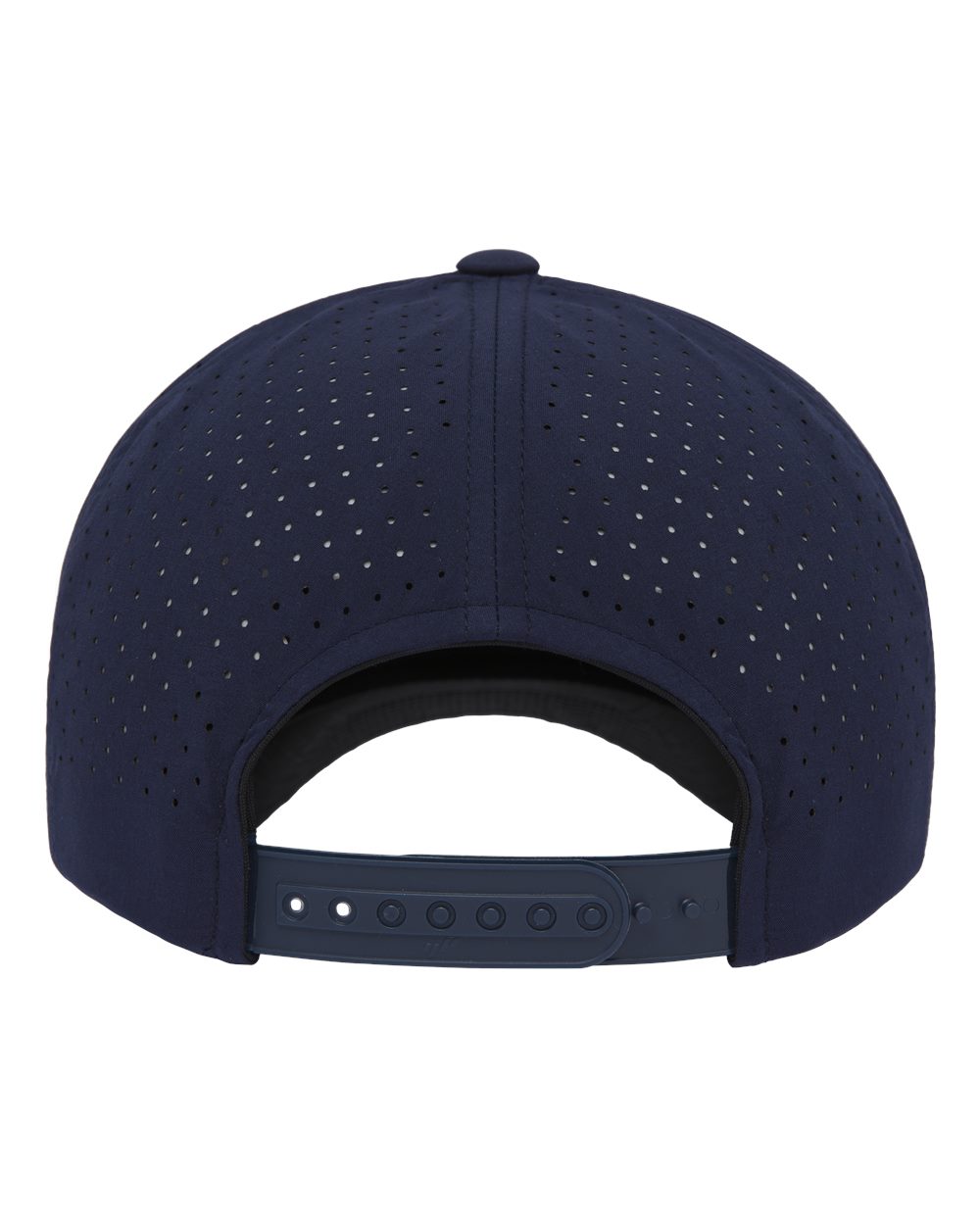 Front View of Navy Five-Panel Snapback with Perforated Cap - 5389AP