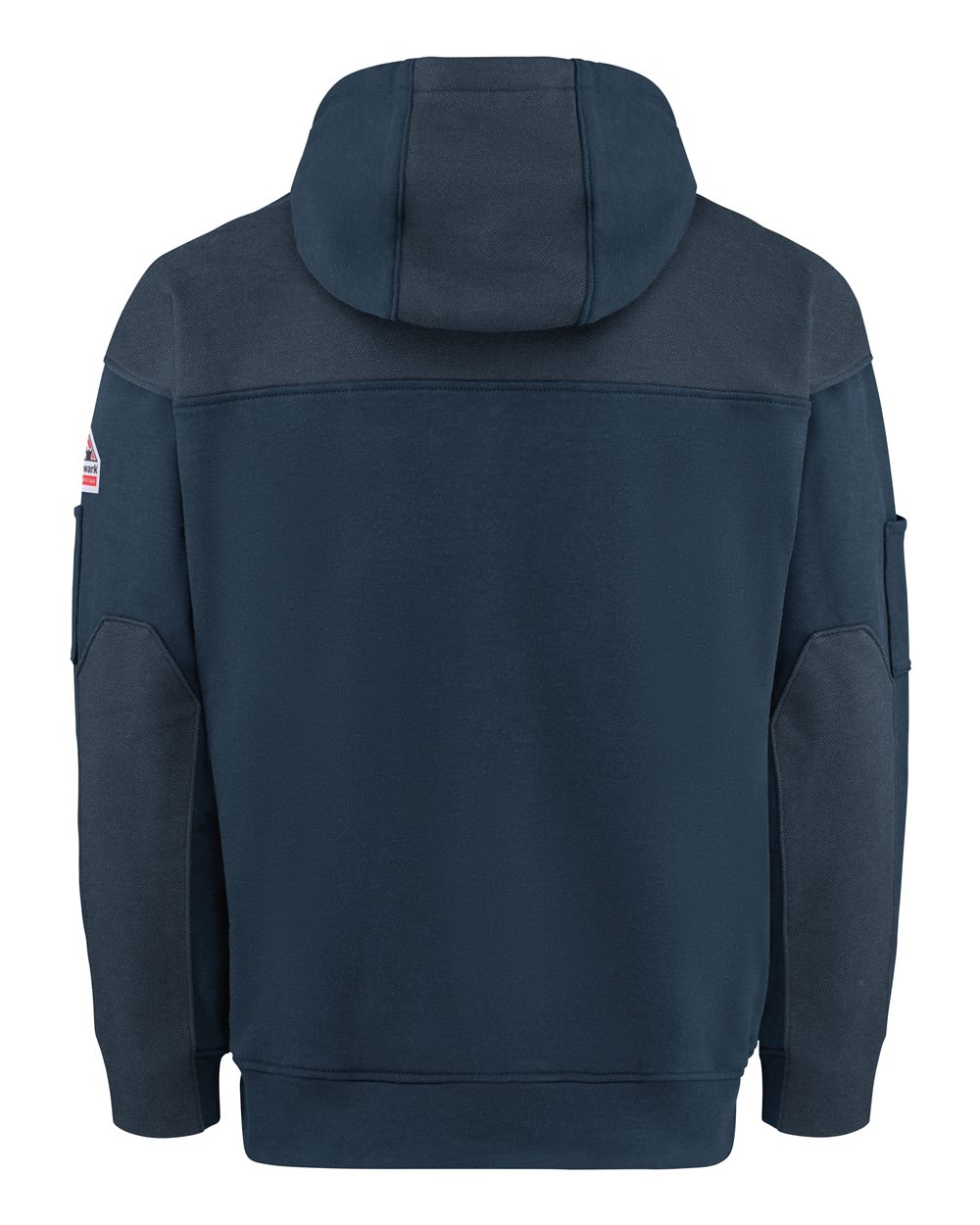 Front View of Navy Flame Resistant Fleece Hooded Sweatshirt - SMM4