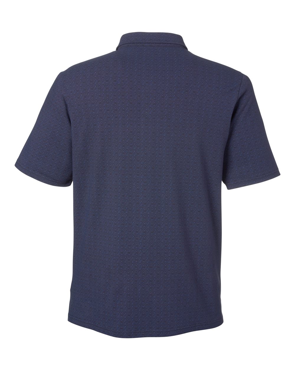 Rear View of Navy/ French Blue Men's Crownlux Performance® Geo Polo - DG101
