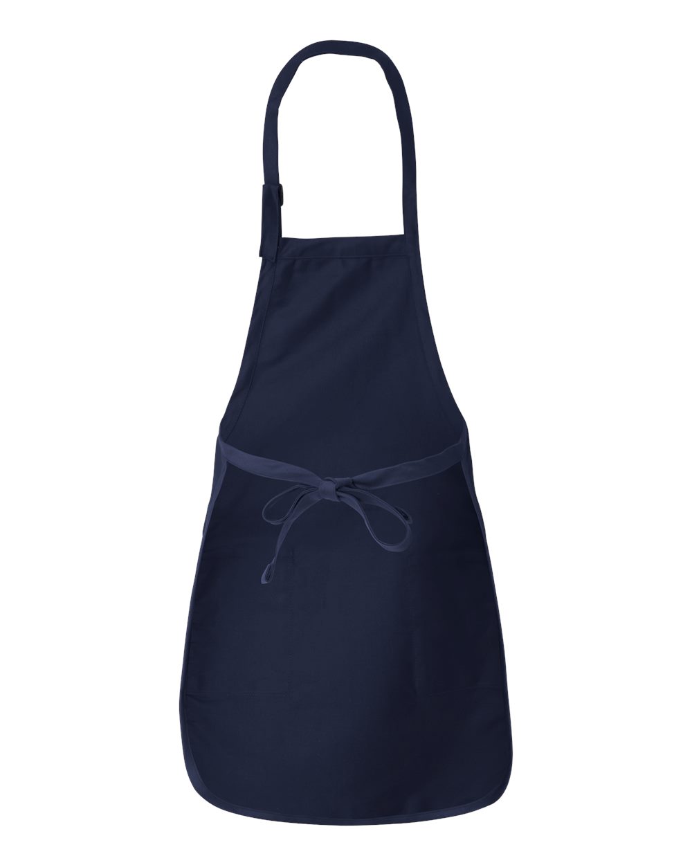 Rear View of Navy Full-Length Apron with Pockets - Q4350