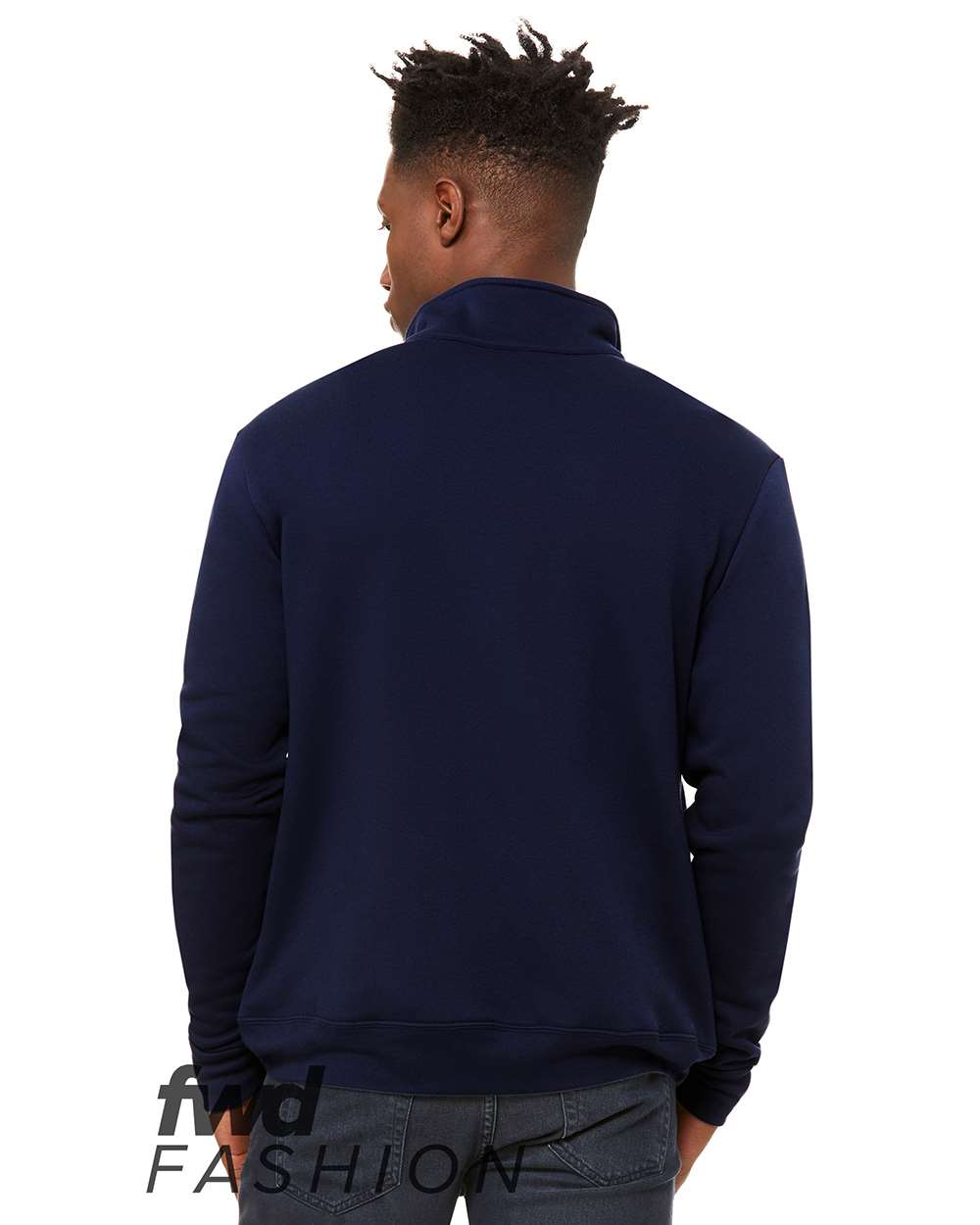 Front View of Navy FWD Fashion Quarter-Zip Pullover Fleece - 3740