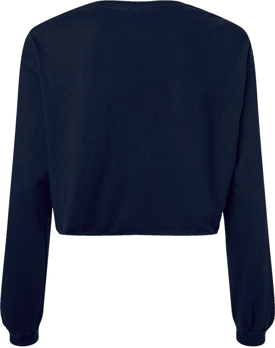 Front View of Navy FWD Fashion Women's Crop Long Sleeve Tee - 6501