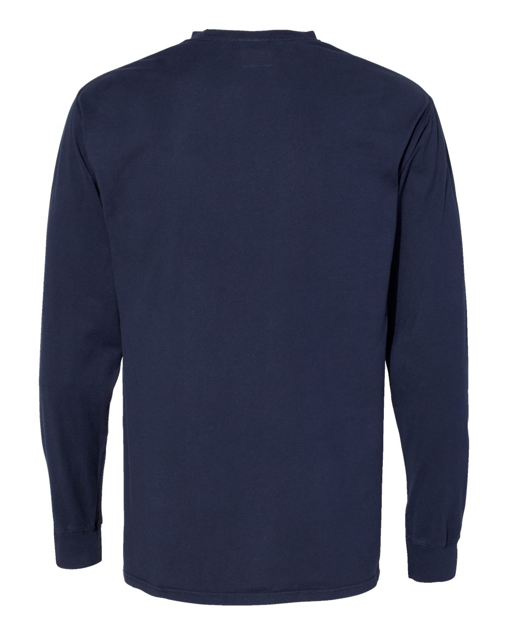 Rear View of Navy Garment-Dyed Long Sleeve T-Shirt - GDH200
