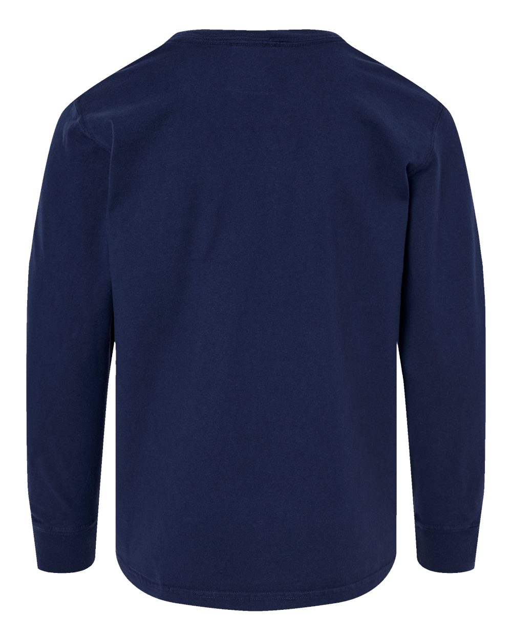 Front View of Navy Garment-Dyed Youth Long Sleeve T-Shirt - GDH275
