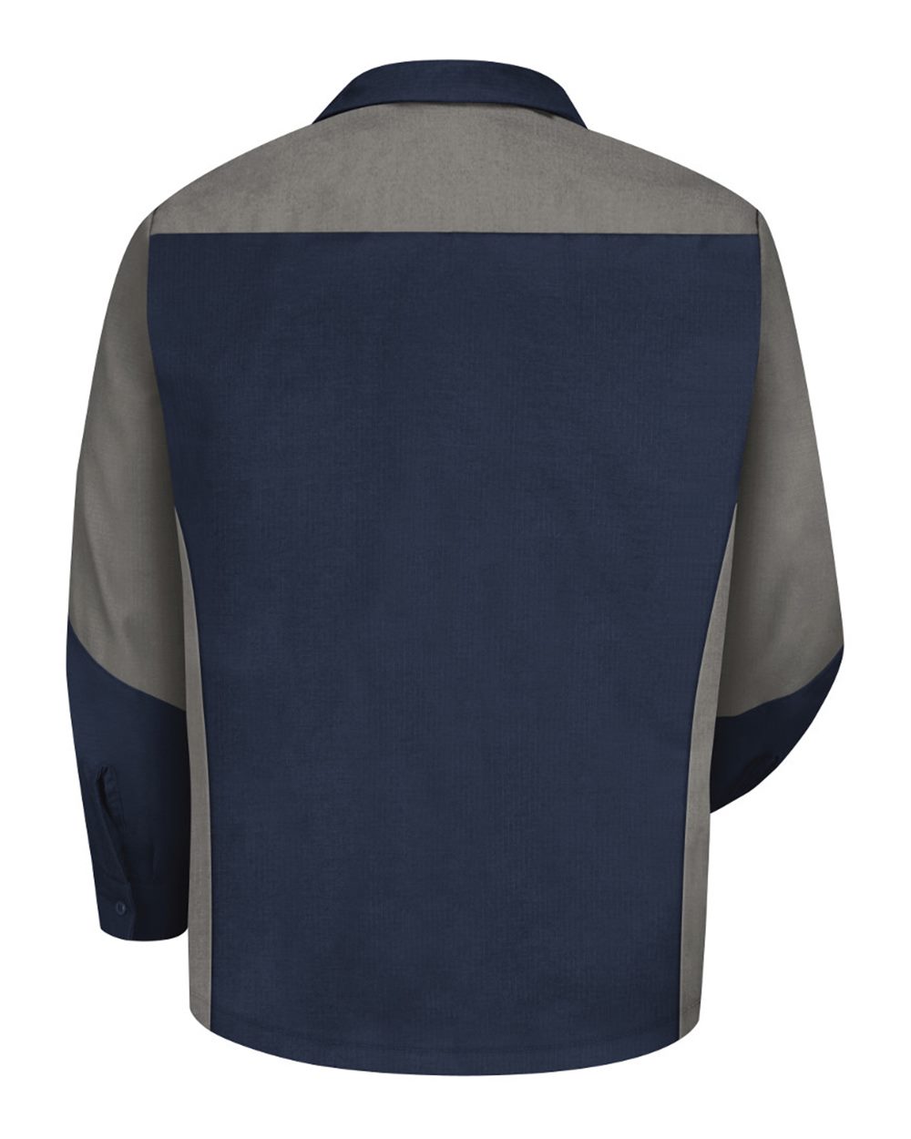 Front View of Navy/ Grey Long Sleeve Automotive Crew Shirt - SY10