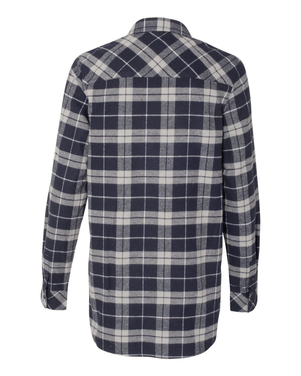Front View of Navy/ Grey Women's Yarn-Dyed Long Sleeve Flannel Shirt - 5210