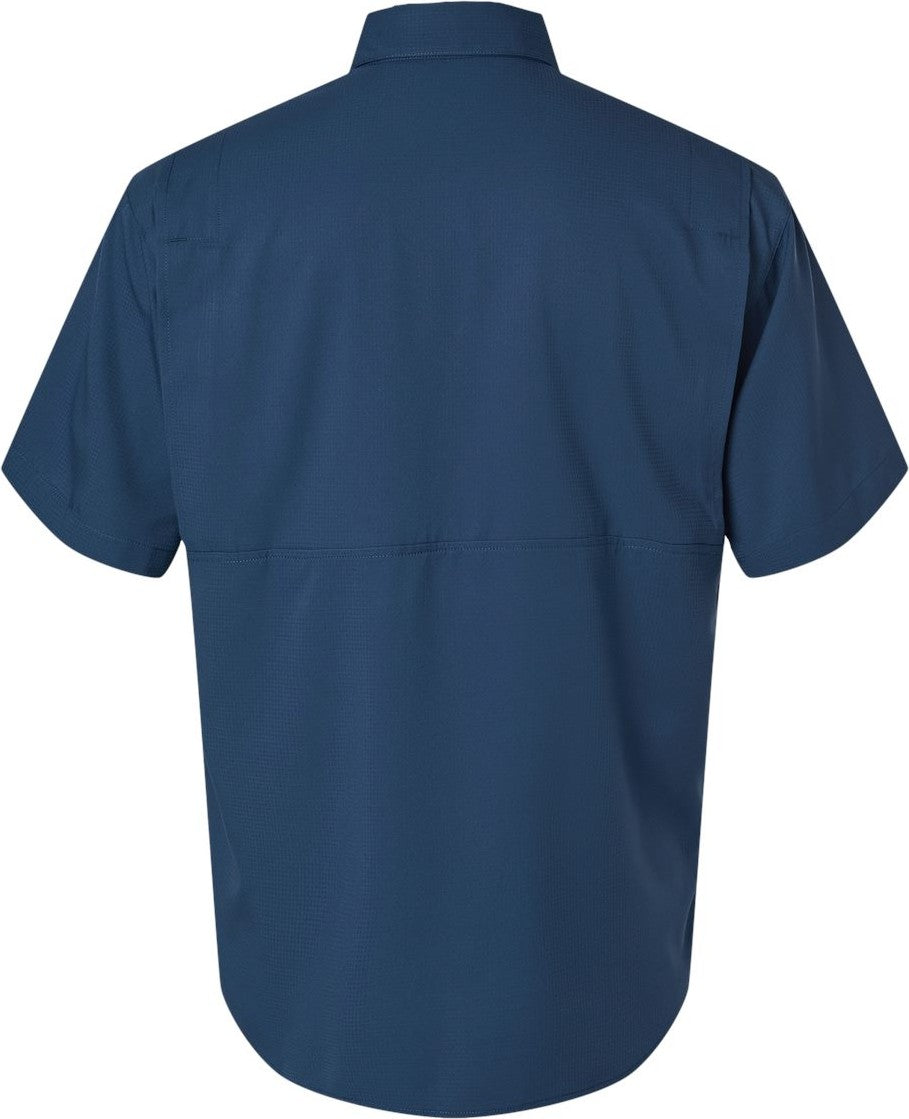 Front View of Navy Hatteras Performance Short Sleeve Fishing Shirt - 700
