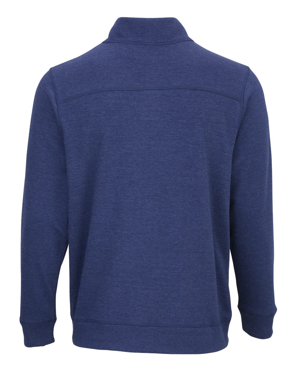 Front View of Navy Heather French Terry Button Pullover - BM5209