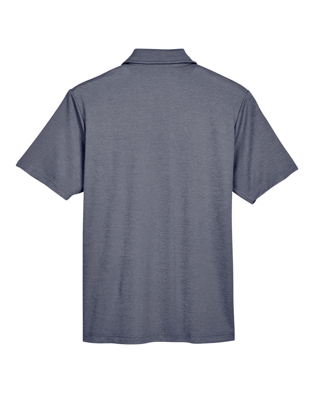 Front View of Navy Heather Men's CrownLux Performance® Address Mélange Polo - DG22