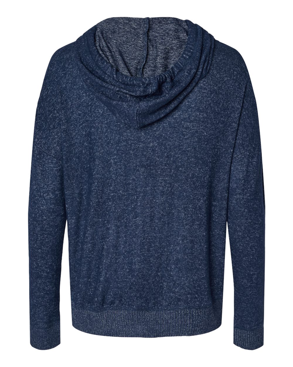 Front View of Navy Heather Women's Cuddle Fleece Hooded Pullover - BW1501