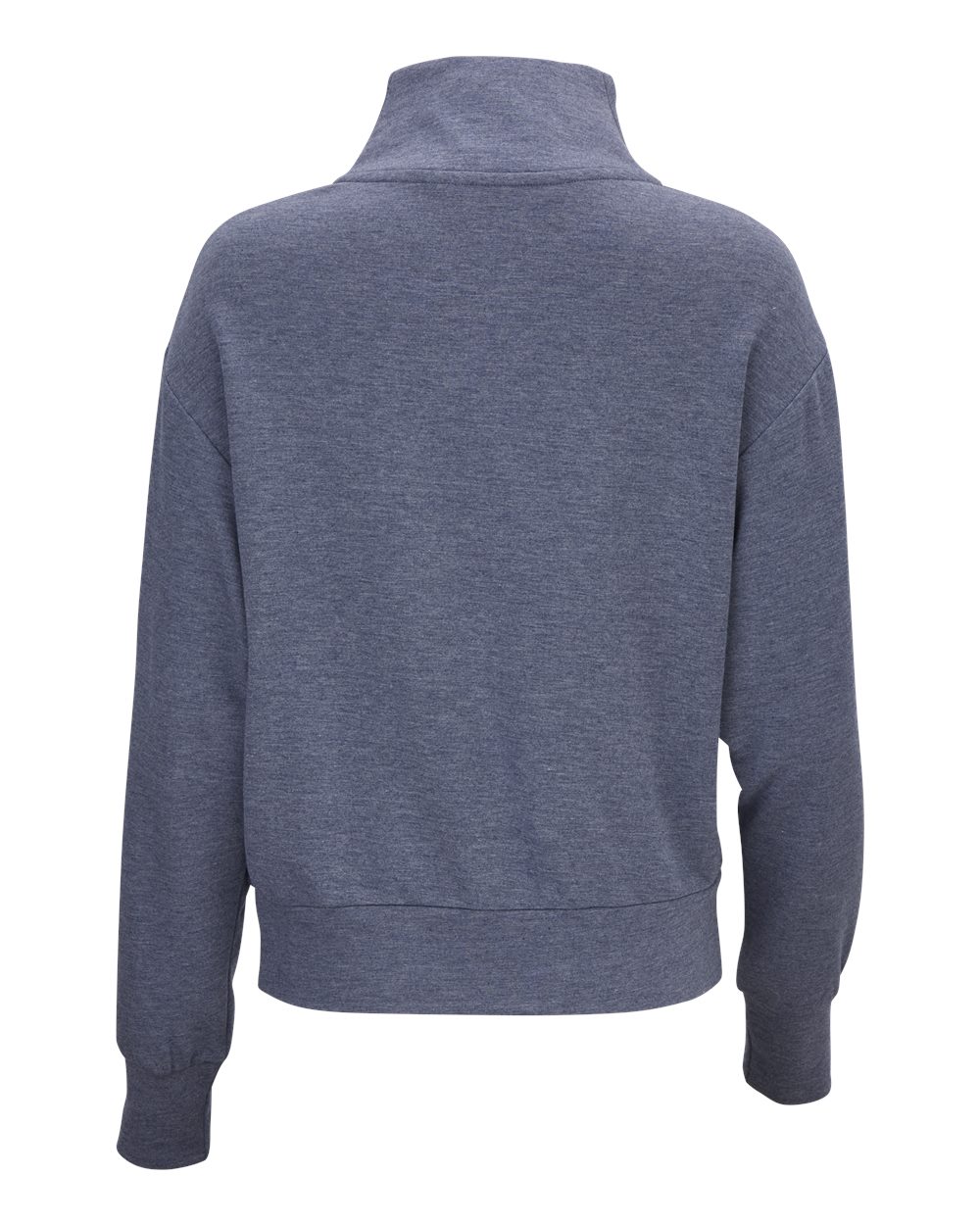 Rear View of Navy Heather Women&#39;s Dream Fleece 1/4 Zip Pullover - BW5205