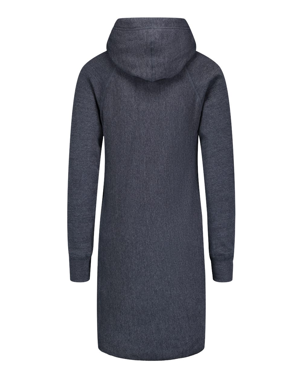 Front View of Navy Heather Women's Suzie Hooded Sweatshirt Dress - W2340