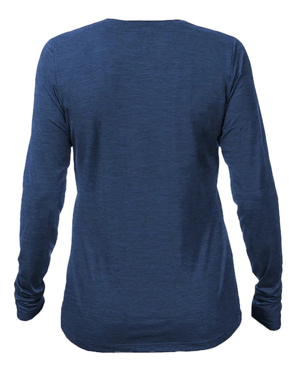 Front View of Navy Heathered Women's Breeze Tech Long Sleeve T-Shirt - WSBRZL0