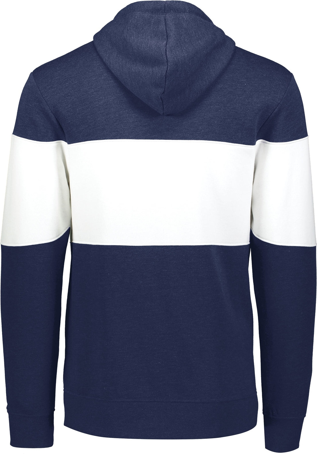 Rear View of NAVY HEATHER/WHITE ALL-AMERICAN HOODIE