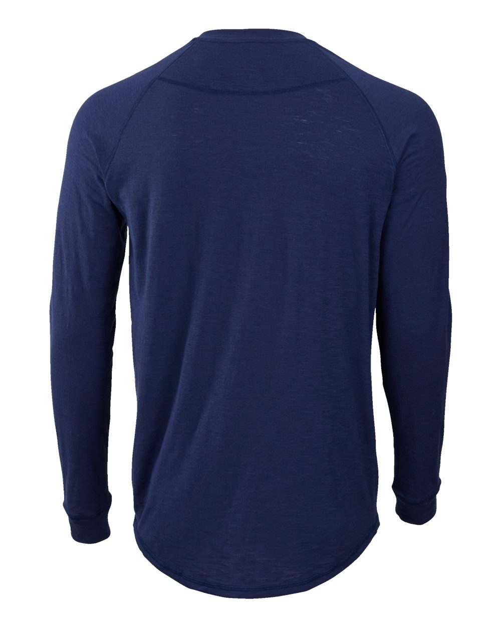 Front View of Navy Henley Long Sleeve T-Shirt - BM3101