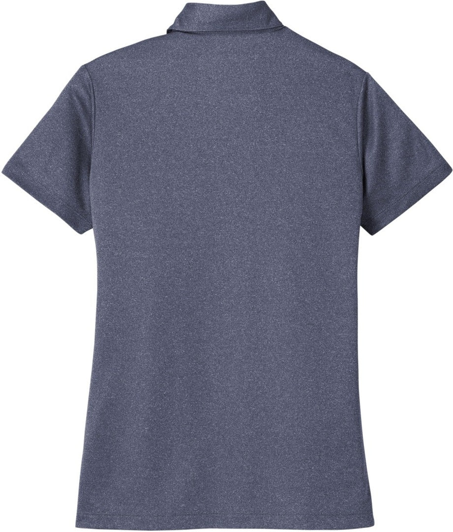 Front View of Navy Hthr Port Authority Women's Heathered Silk Touch Performance Polo. LK542