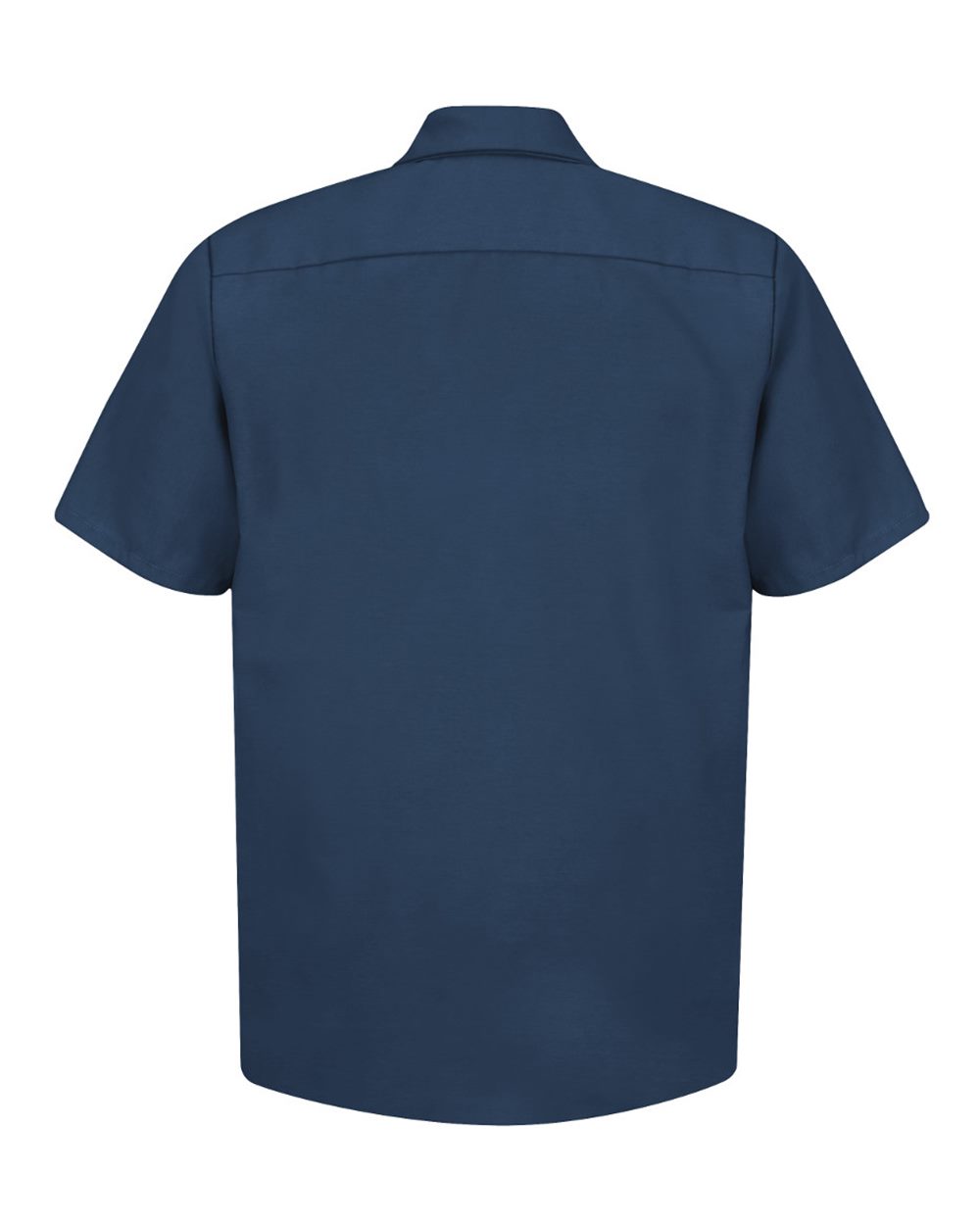 Front View of Navy Industrial Short Sleeve Work Shirt - SP24
