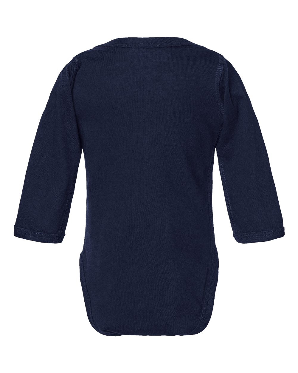 Rear View of Navy Infant Fine Jersey Long Sleeve Bodysuit - 4421