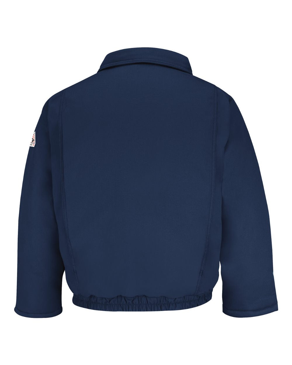 Rear View of Navy Insulated Bomber Jacket - JLR8 plain