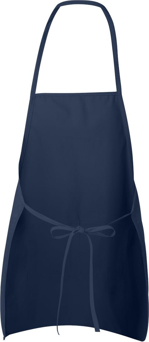 Rear View of Navy Long Butcher Block Apron - 5505