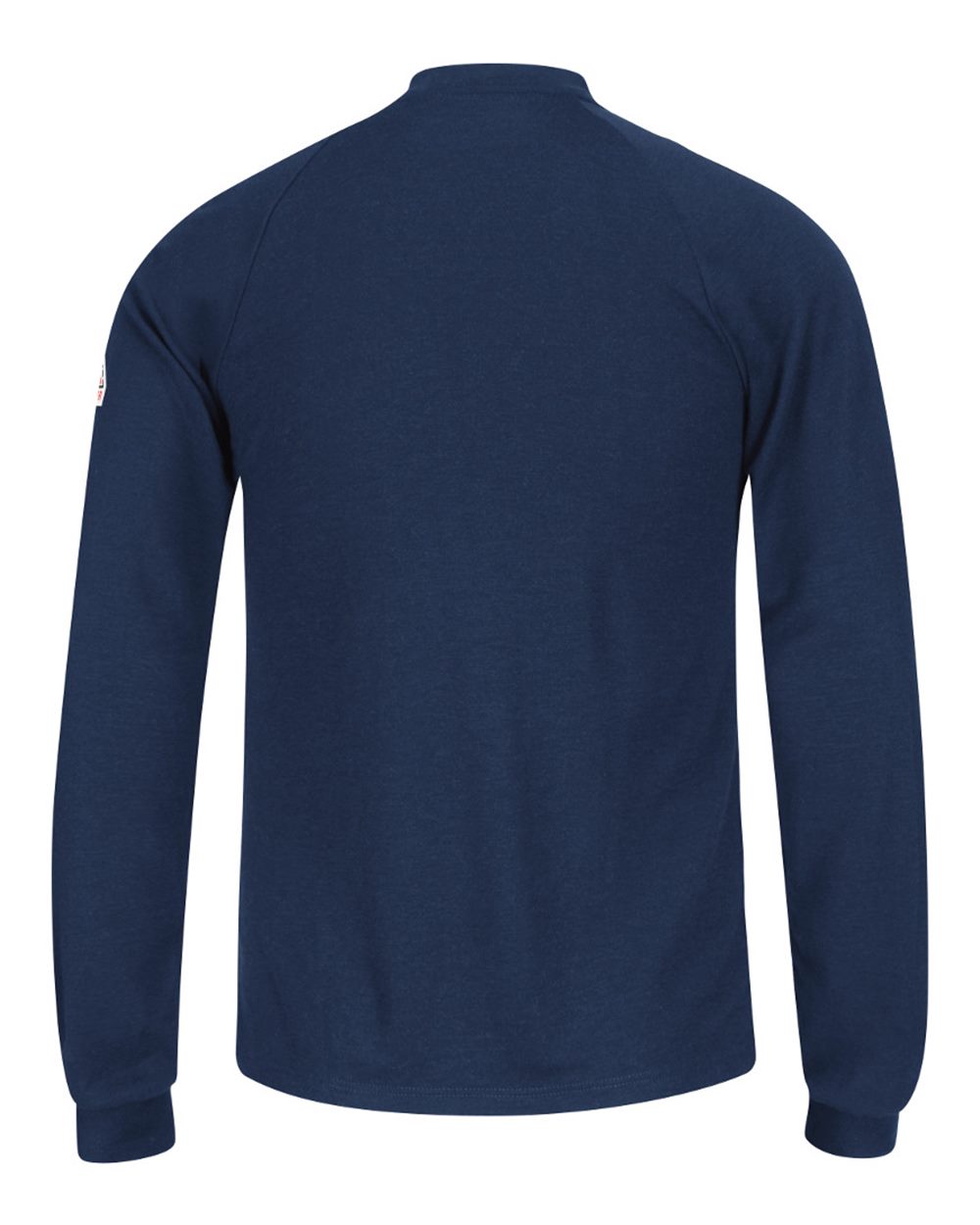 Rear View of Navy Long Sleeve Henley Shirt- CoolTouch®2 - SML2