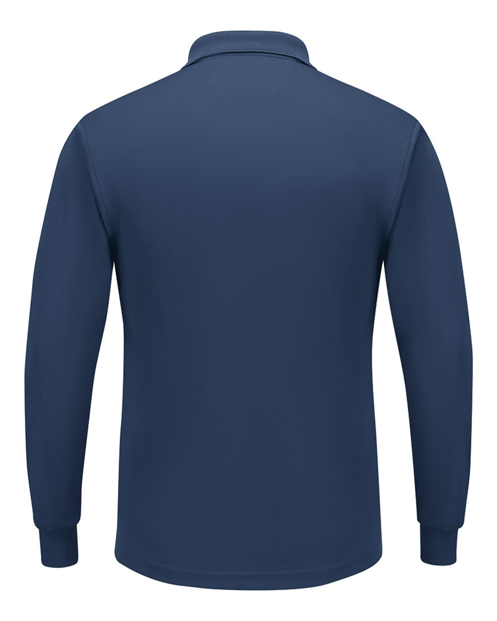 Front View of Navy Long Sleeve Performance Knit Polo - SK6L