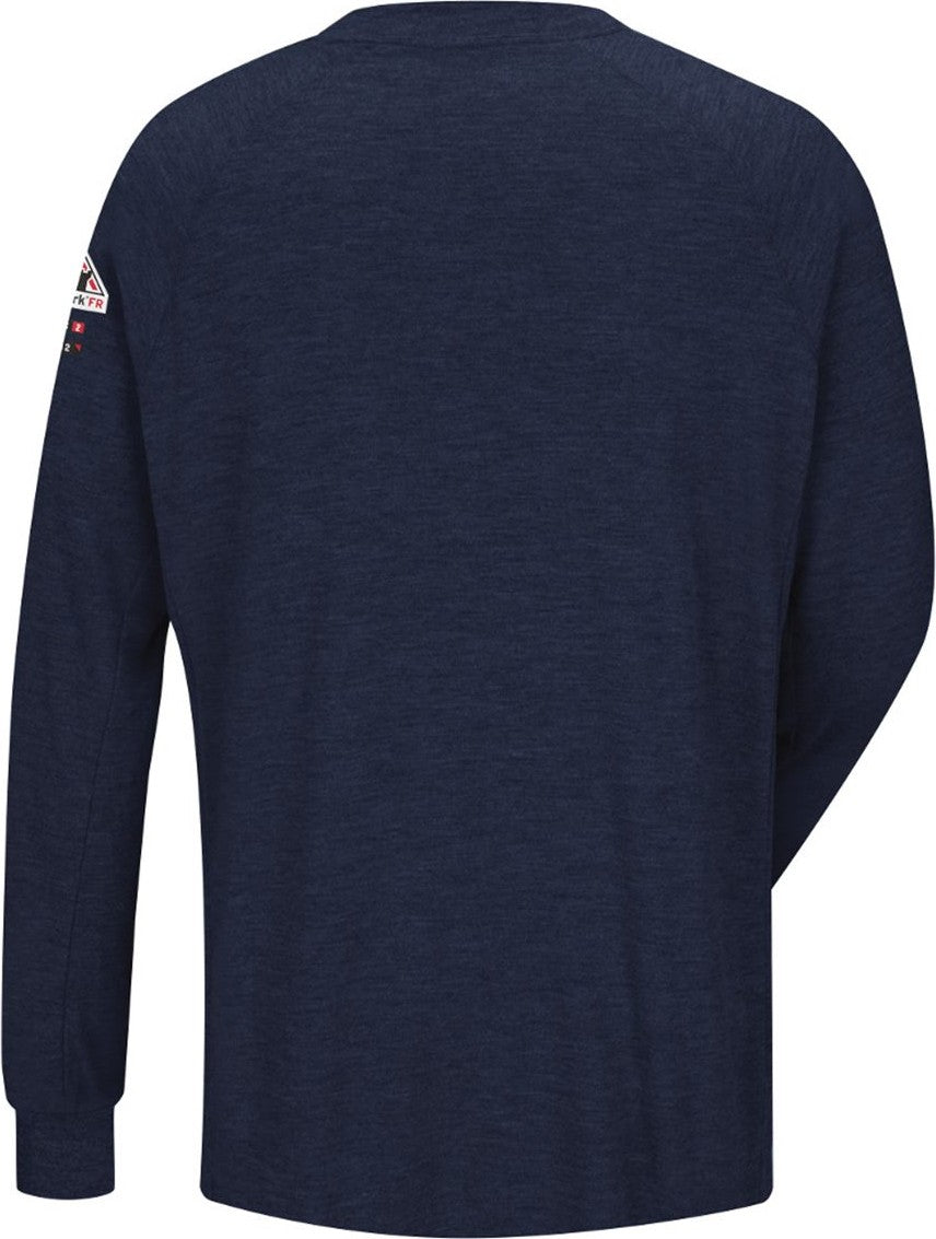 Front View of Navy Long Sleeve Performance T-Shirt - CoolTouch®2 - SMT2