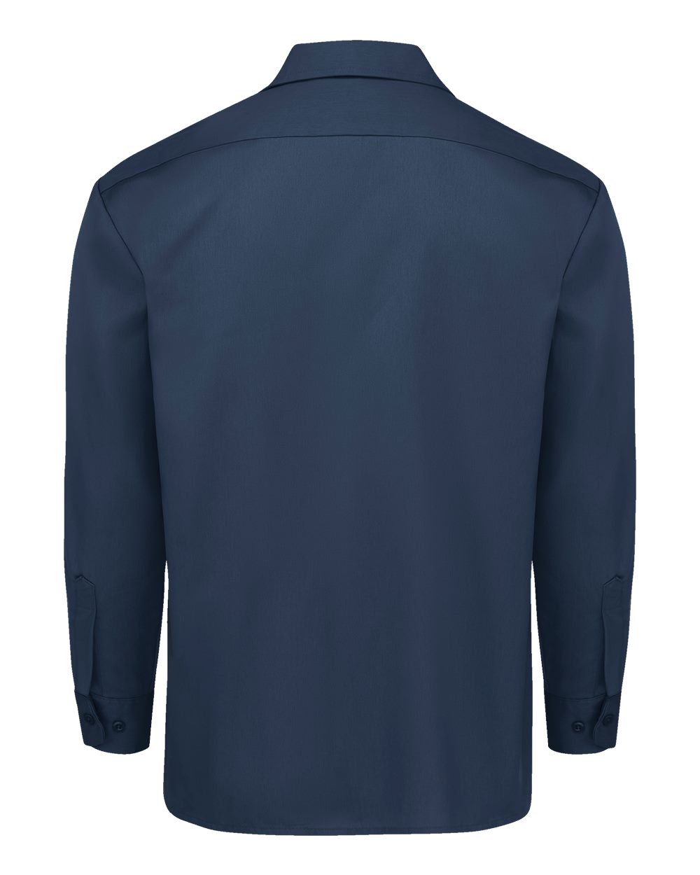 Front View of Navy Long Sleeve Work Shirt - Tall Sizes - 5574T