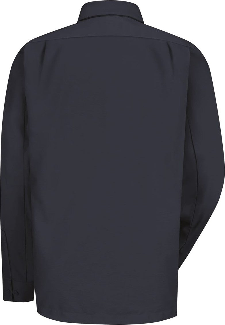 Front View of Navy Long Sleeve Work Shirt - WS10