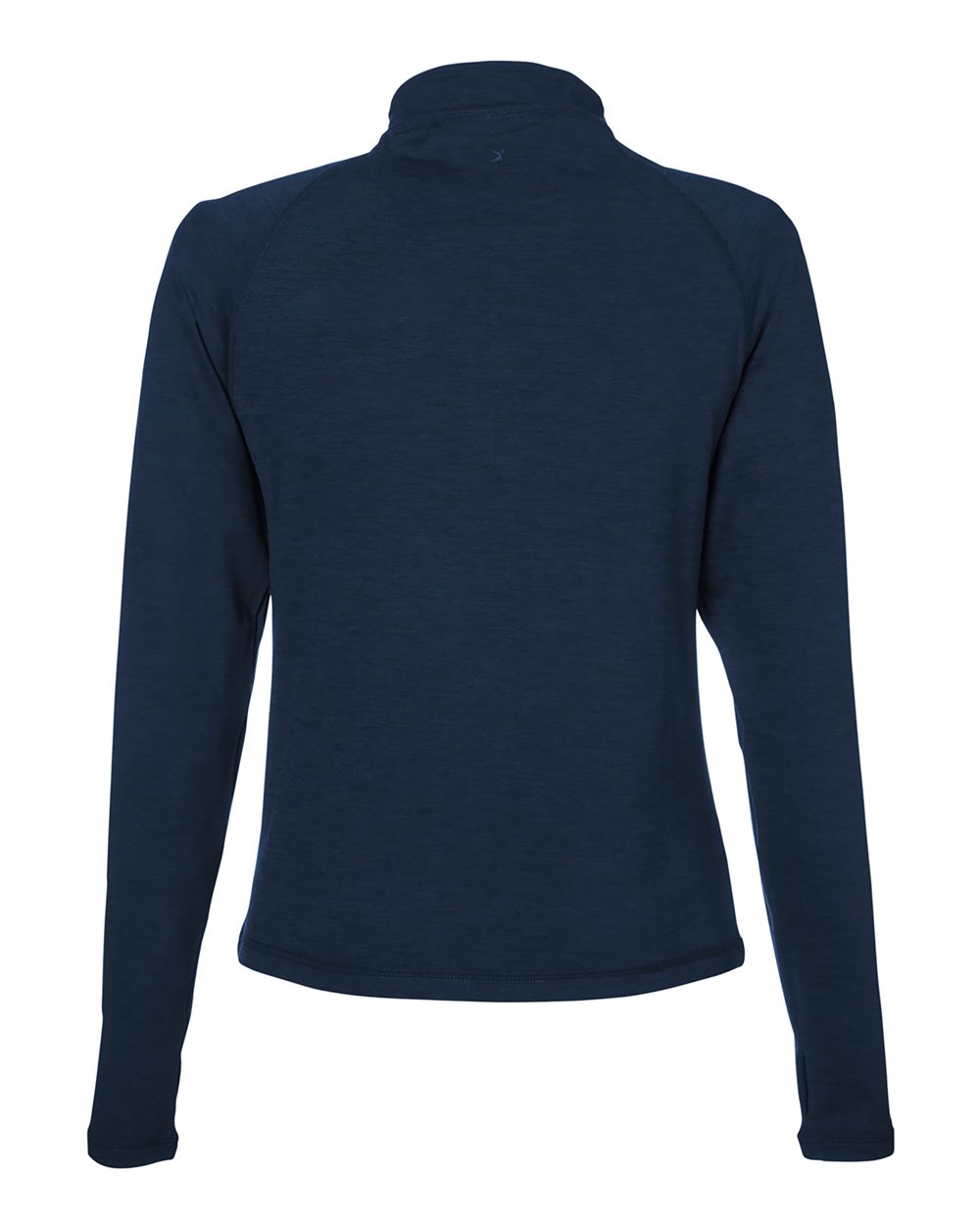 Rear View of Navy Marble Women's Marbled Jersey Fairway Quarter-Zip Pullover - PDP8023