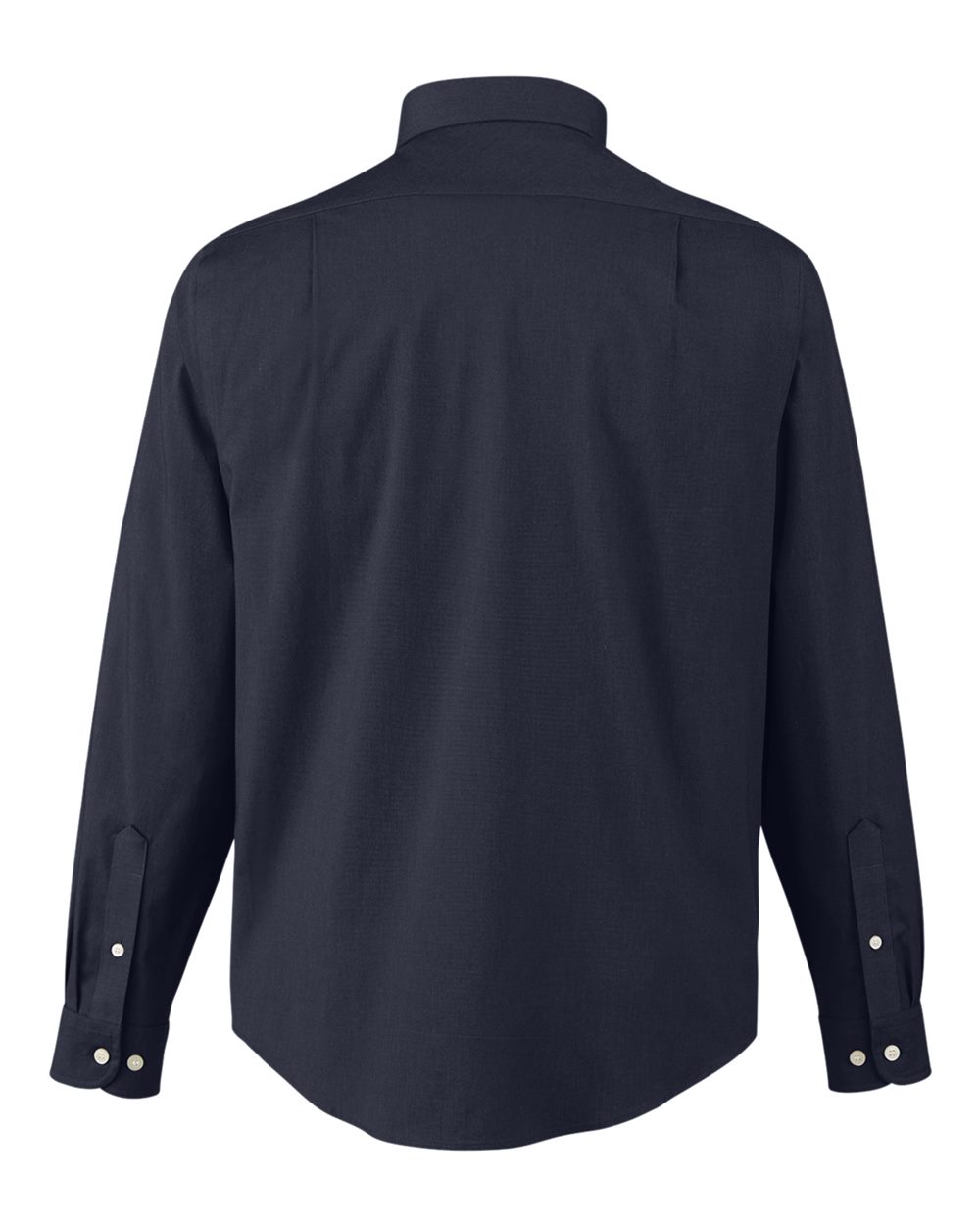 Front View of Navy Melange Men's CrownLux Performance® Spencer Poplin Dress Shirt - DG505