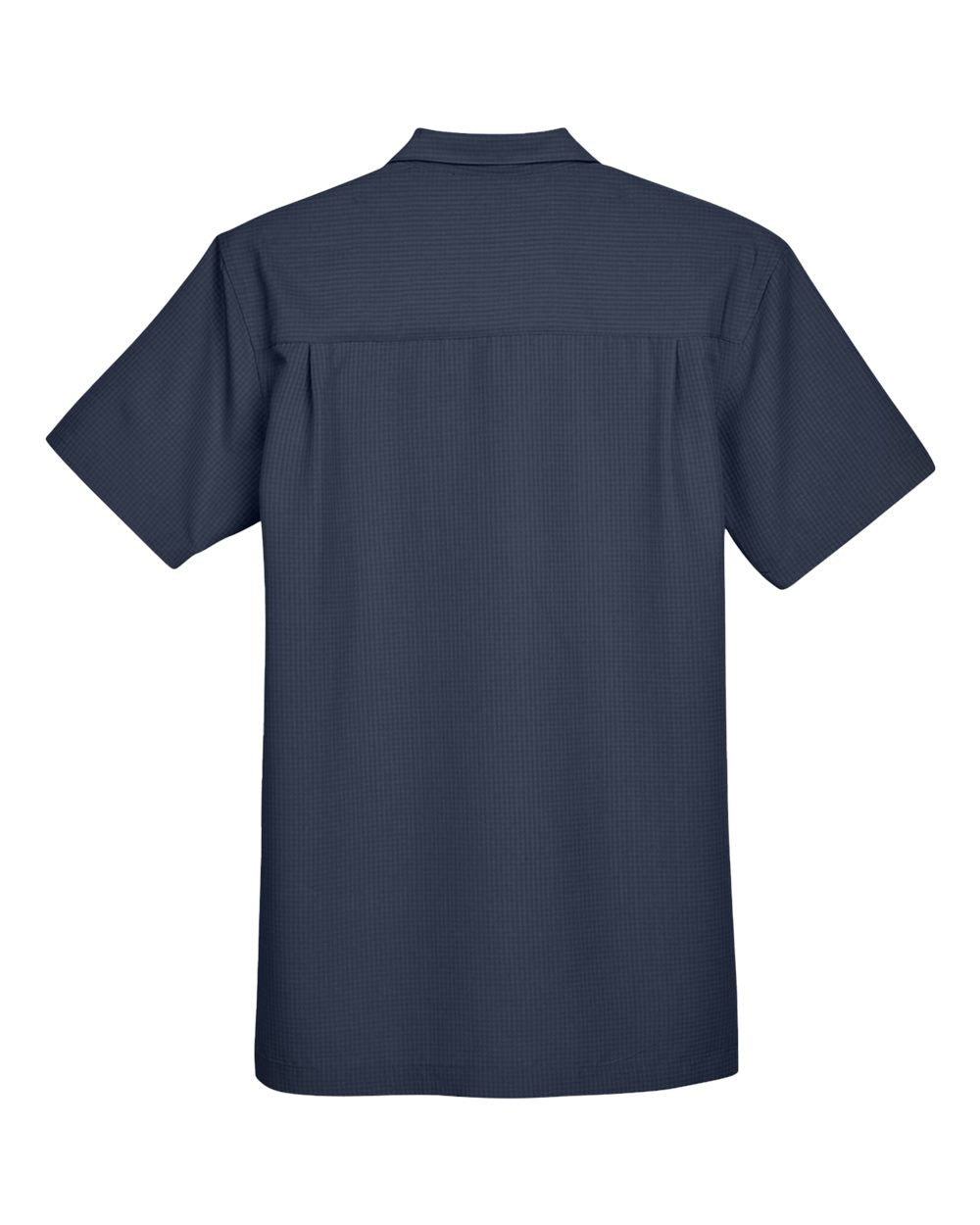 Front View of Navy Men's Barbados Textured Camp Shirt - M560