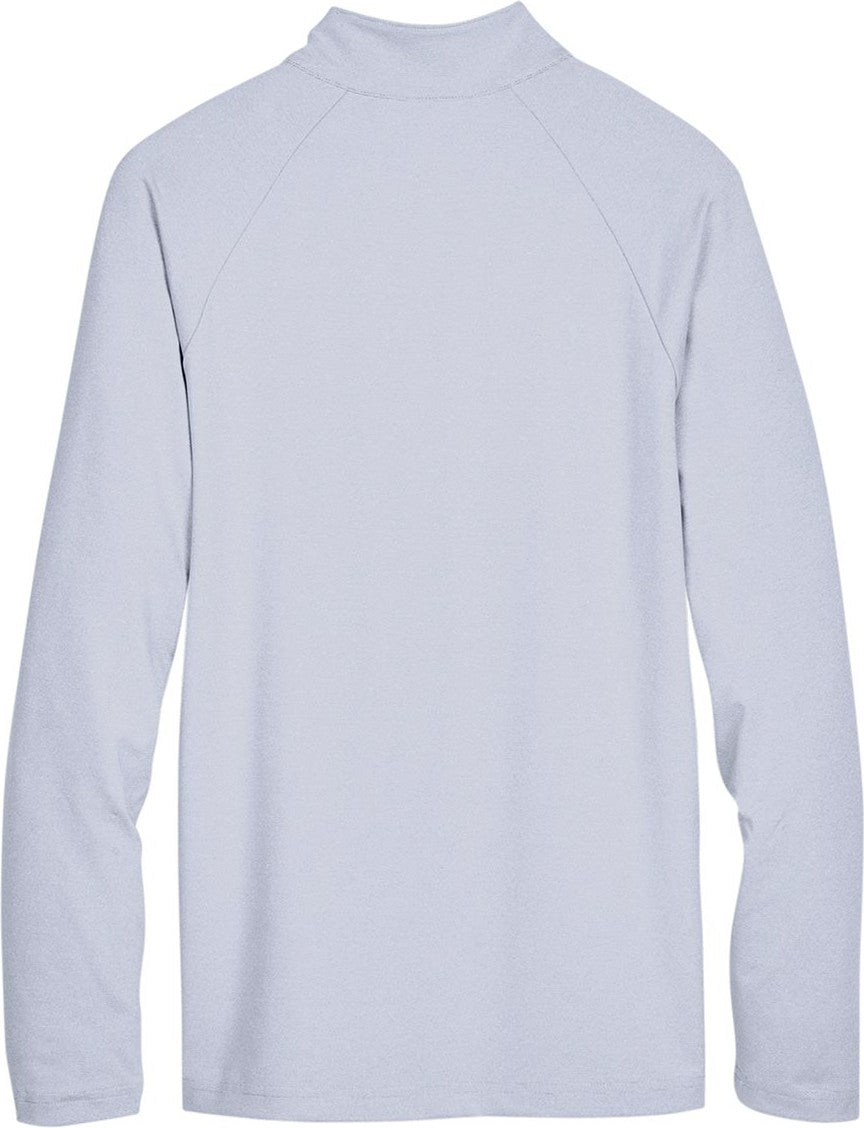 Front View of Navy Men's CrownLux Performance® Clubhouse Micro-Stripe Quarter-Zip Pullover - DG480