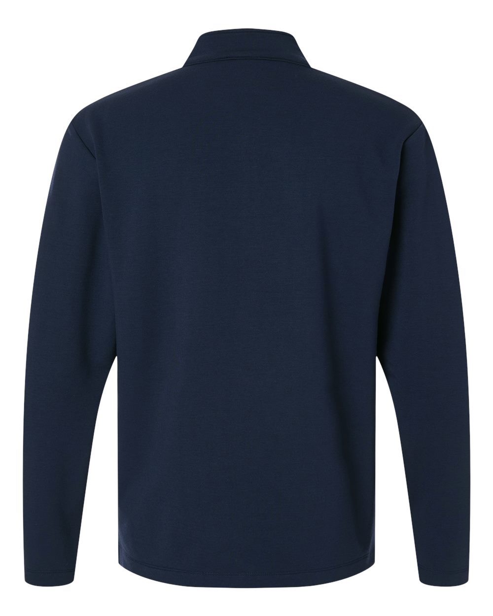 Rear View of Navy Men's Stretch Quarter-Zip Fleece Pullover - STF870 plain