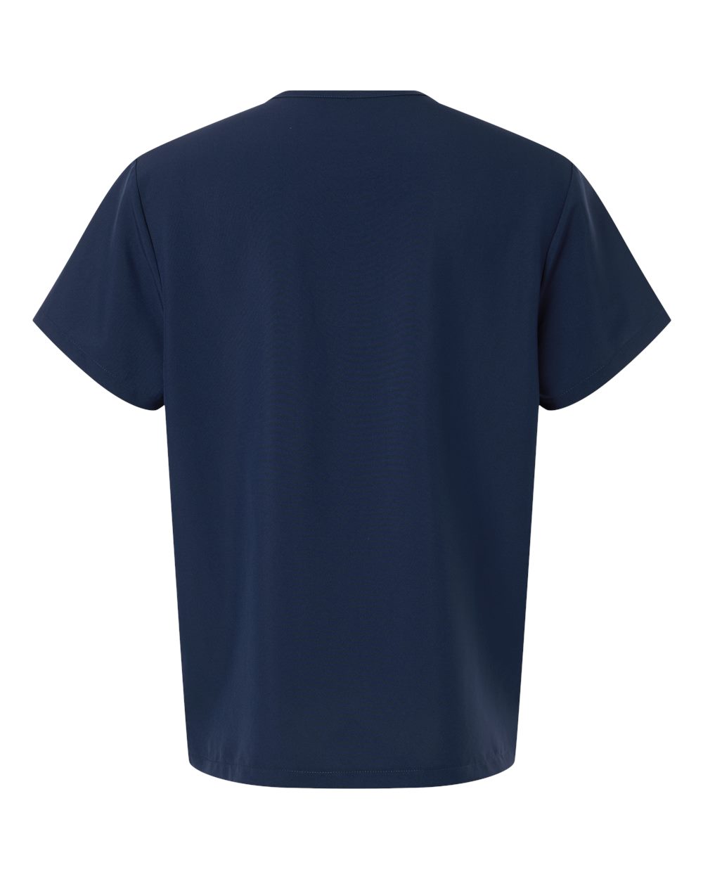 Rear View of Navy Men's V-Neck 3 Pocket Scrub Top - HMB002 plain