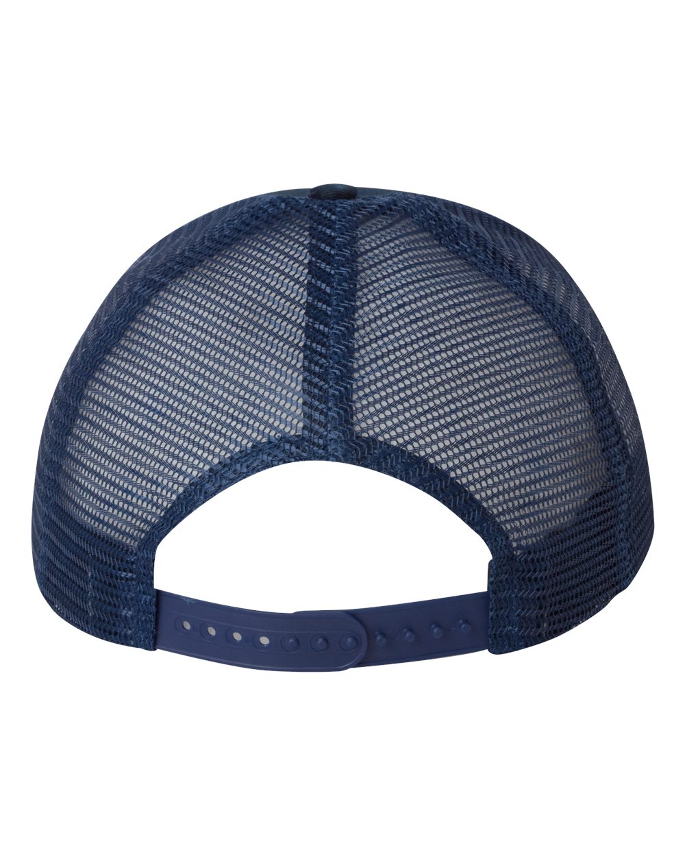 Front View of Navy Mesh-Back Twill Trucker Cap - VC400