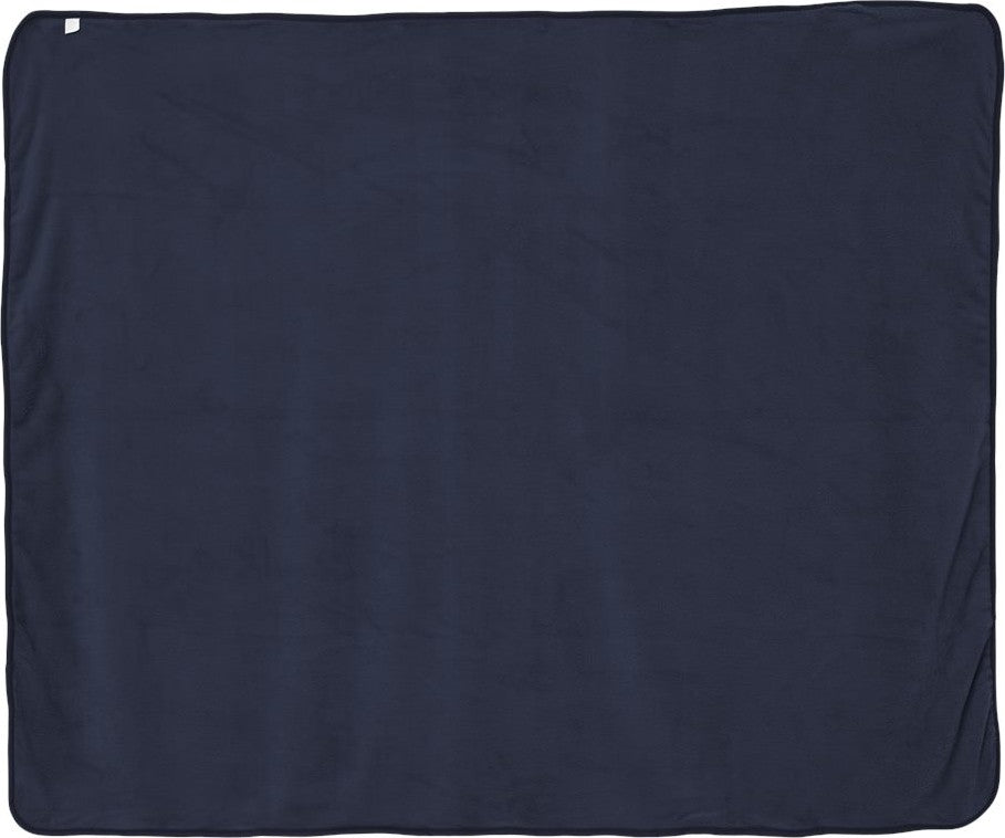Front View of Navy Micro Coral Fleece Blanket - 8707