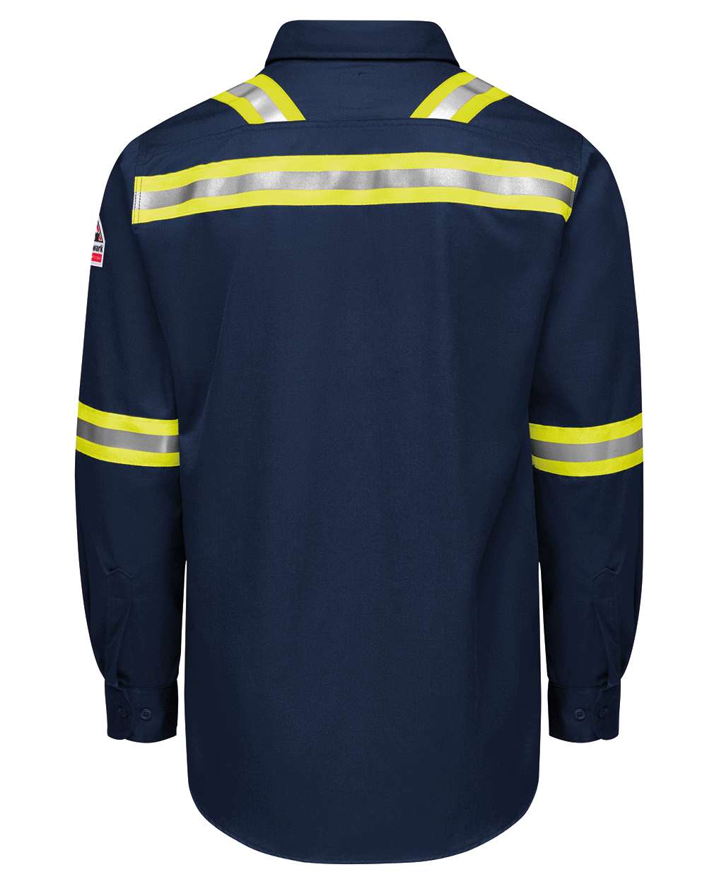 Front View of Navy Nomex® Comfort Enhanced-Vis Woven Long Sleeve Shirt - QS26EVH