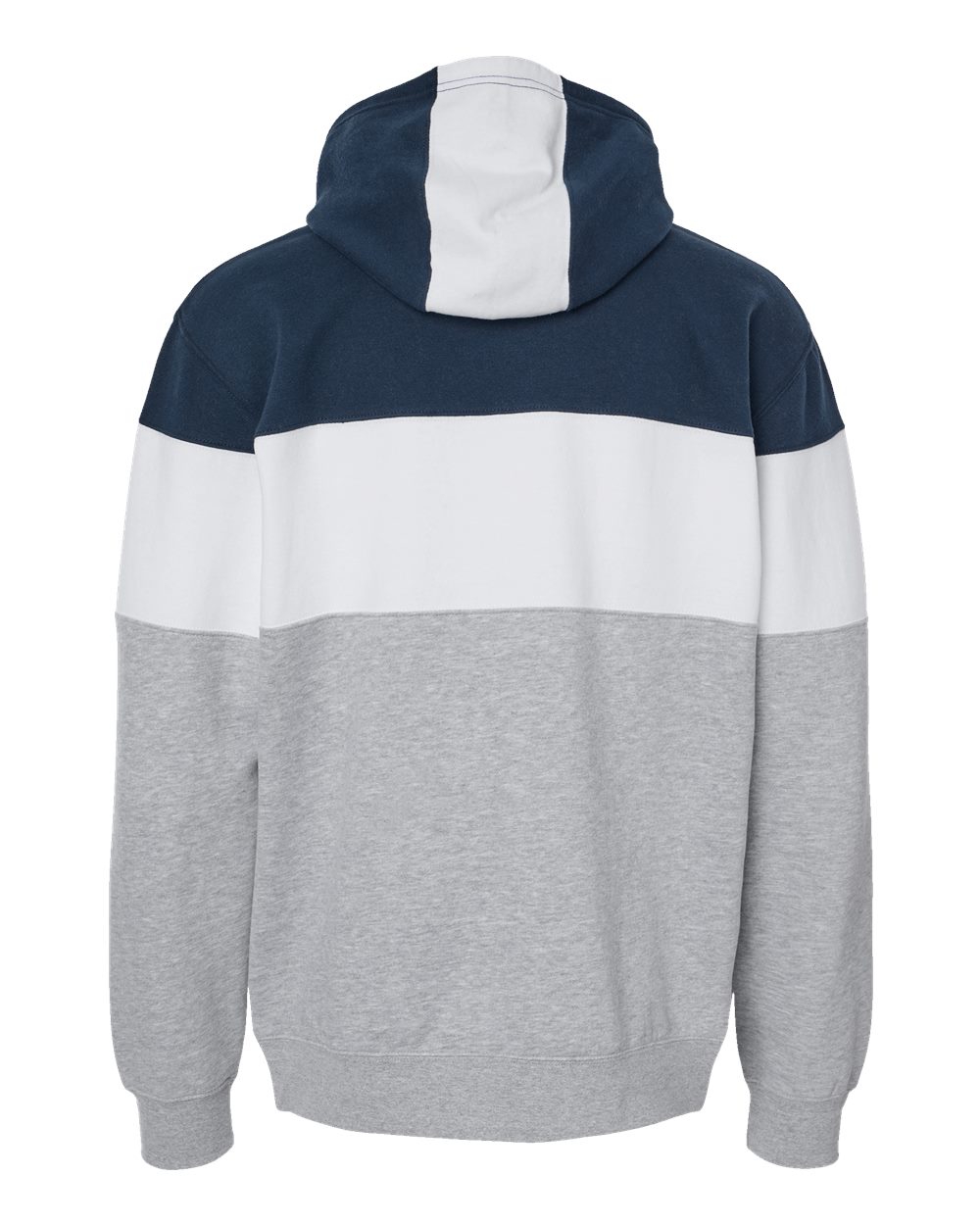 Front View of Navy/ Oxford Varsity Fleece Colorblocked Hooded Sweatshirt - 8644