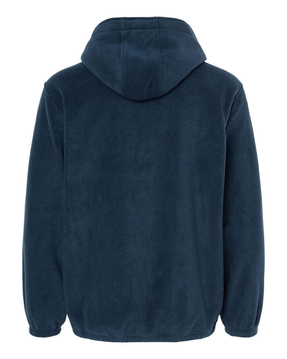 Rear View of Navy Polar Fleece Quarter-Zip Hooded Pullover - 3600