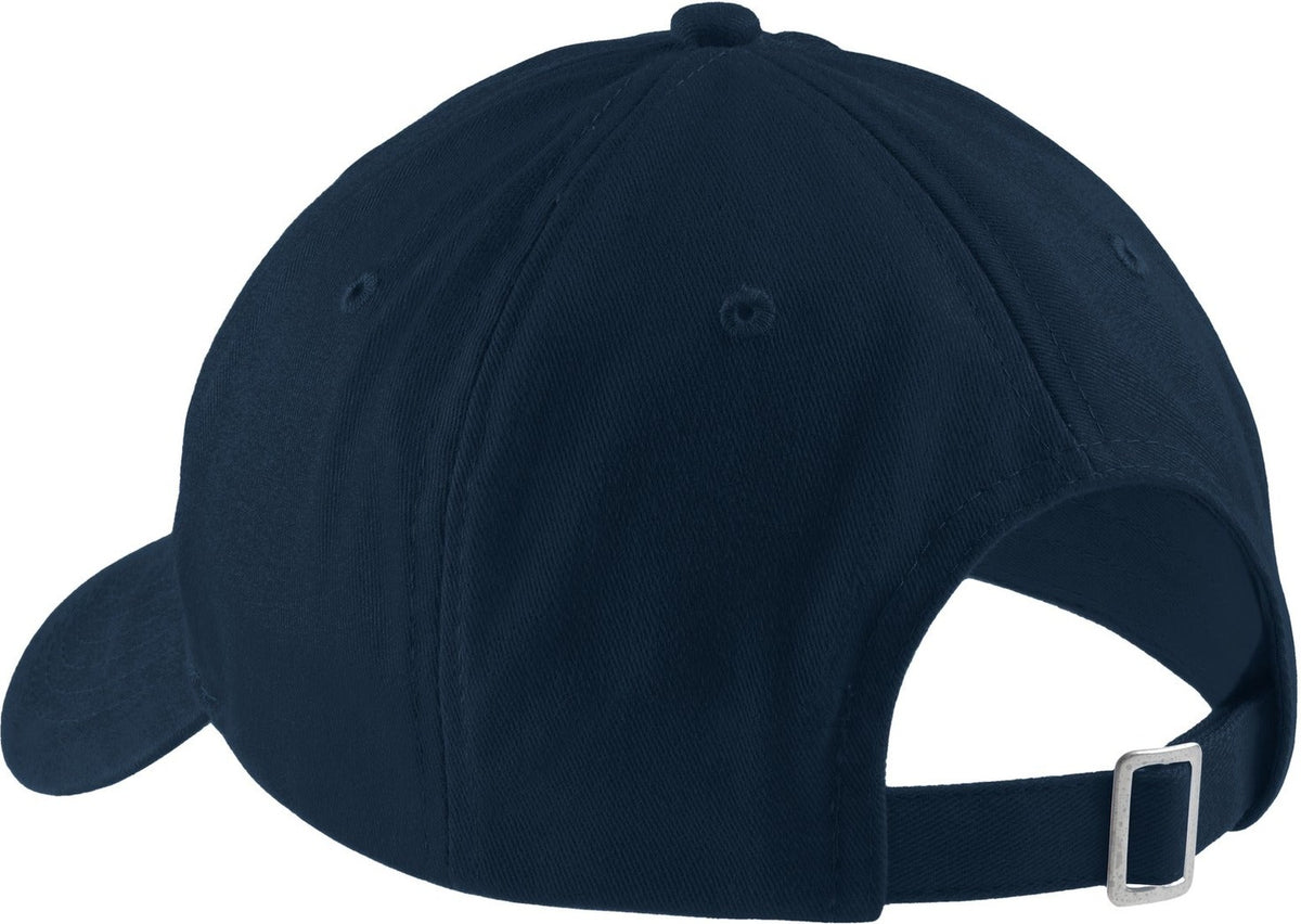 Rear View of Navy Port Authority Brushed Twill Low Profile Cap. CP77