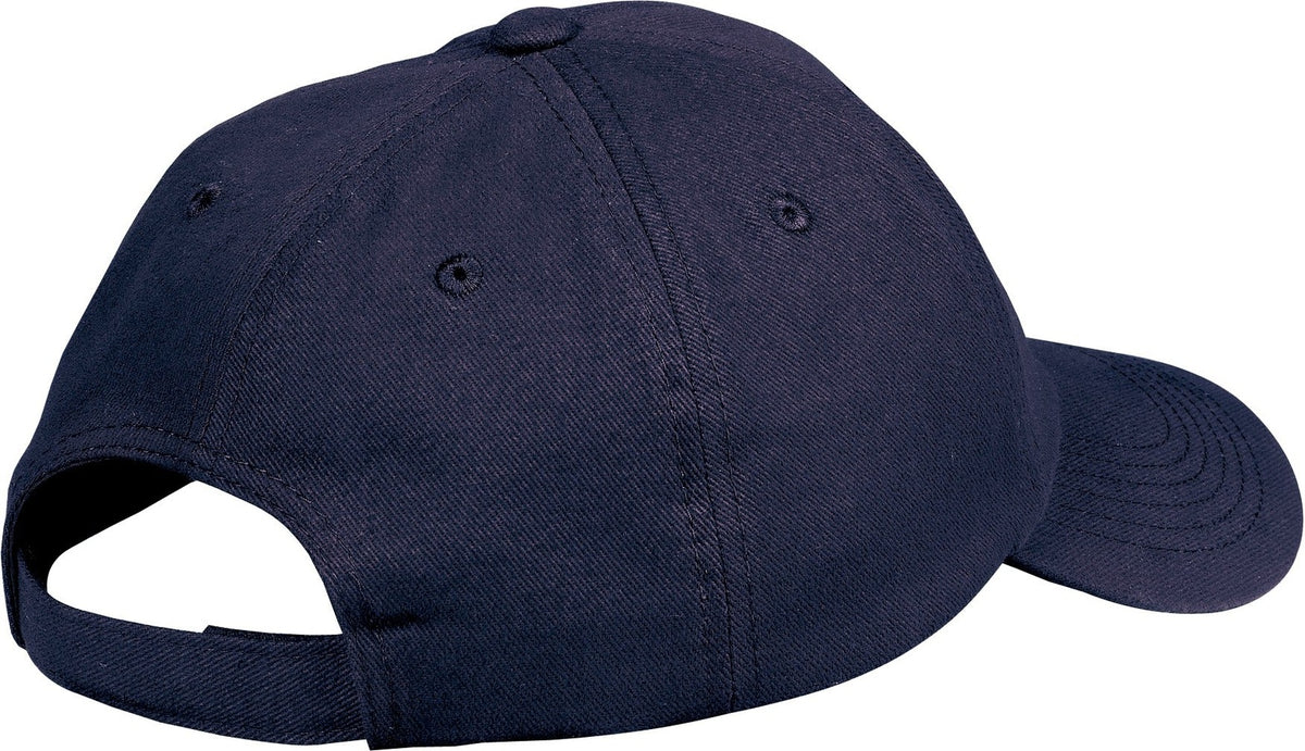 Rear View of Navy Port Authority Unstructured Brushed Twill Cap. BTU