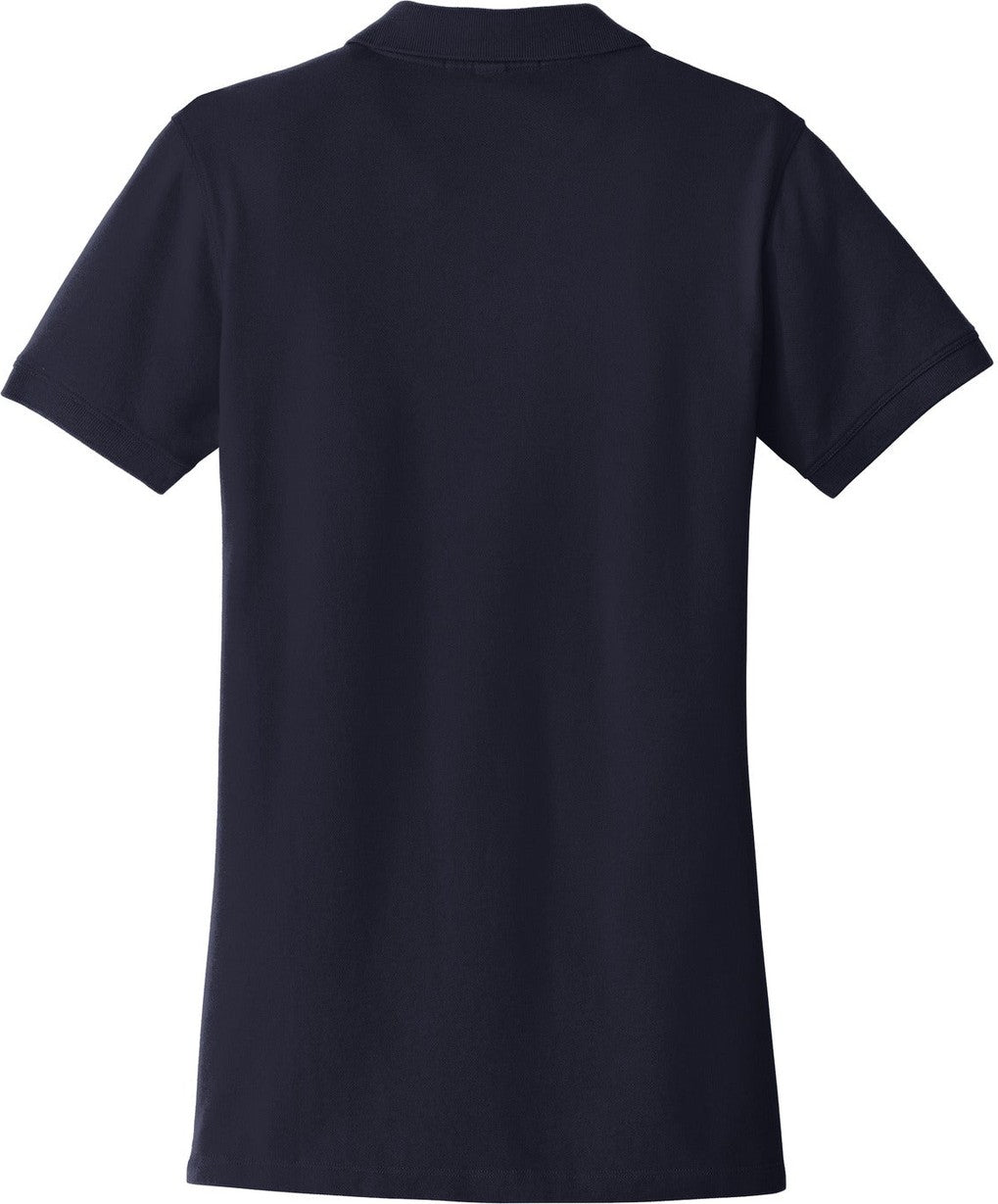 Rear View of Navy Port Authority Women's EZCotton Polo. LK8000