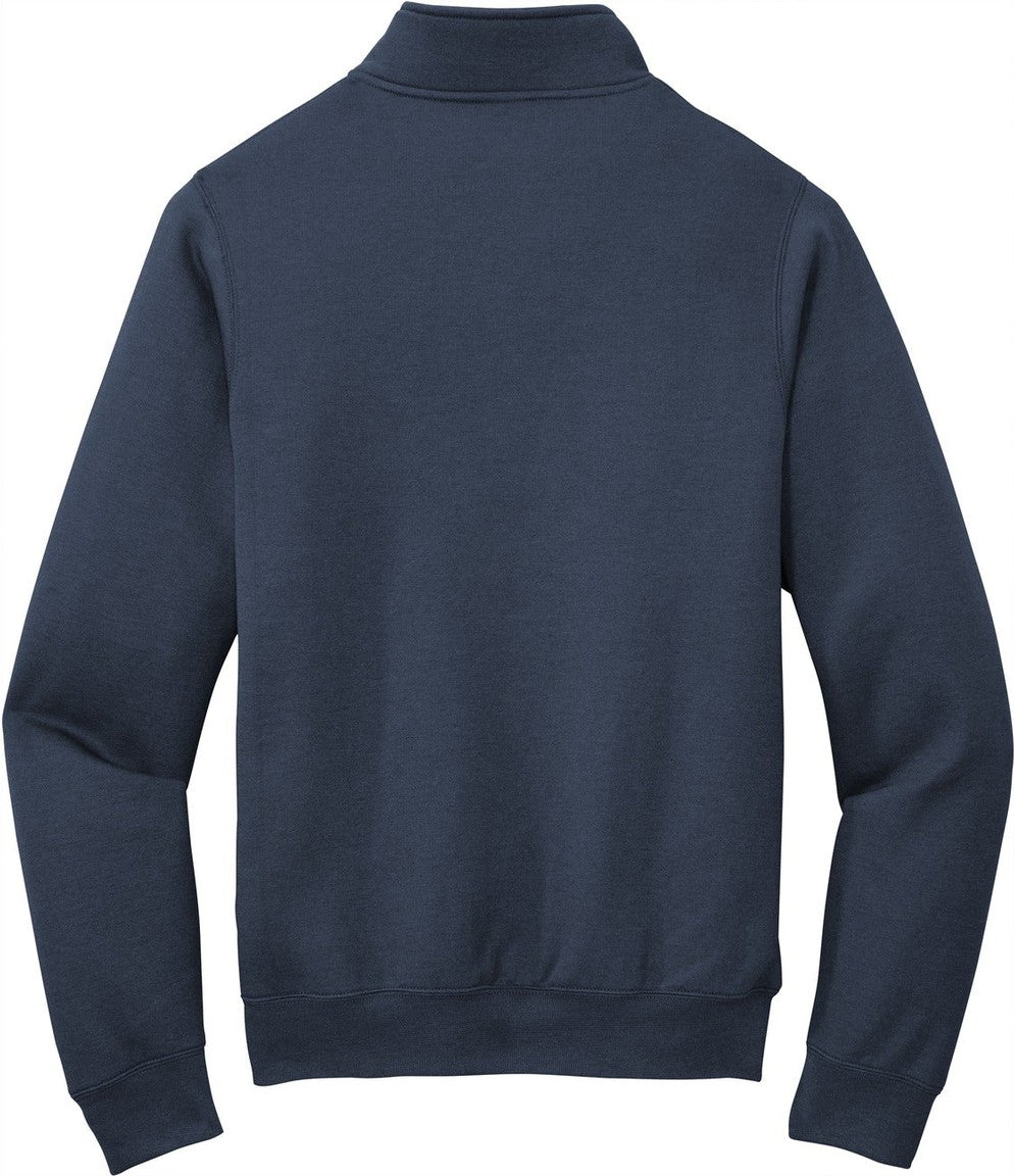Front View of Navy Port & Co Core Fleece 1/4-Zip Pullover Sweatshirt PC78Q