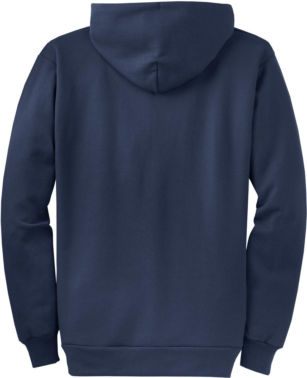 Front View of Navy Port & Co Core Fleece Full-Zip Hooded Sweatshirt. PC78ZH
