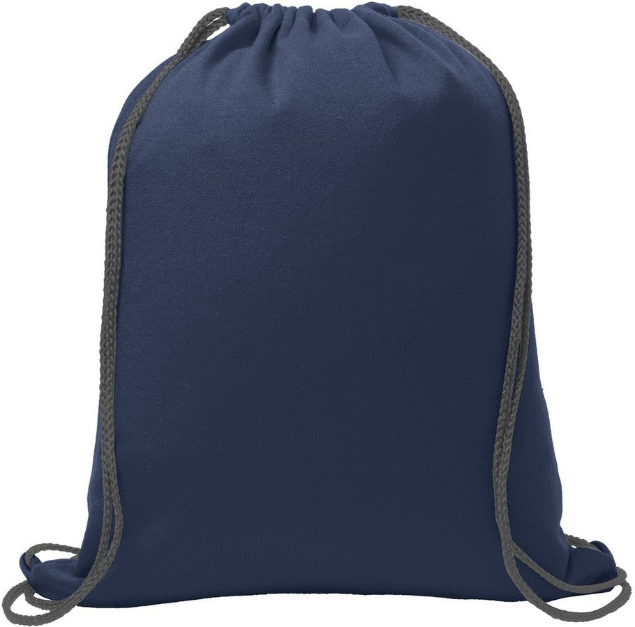 Rear View of Navy Port & Co Core Fleece Sweatshirt Cinch Pack. BG614
